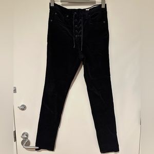 Rag & Bone Black Velvet Lace Up Pant